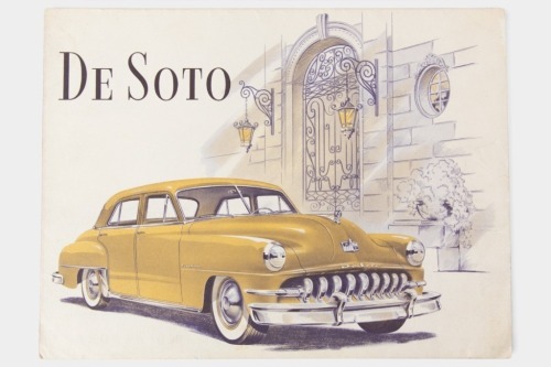 DE SOTO: A rare circa 1950's De Soto sales brochure, an 8 page fold out style brochure, covering the custom and deluxe body styles