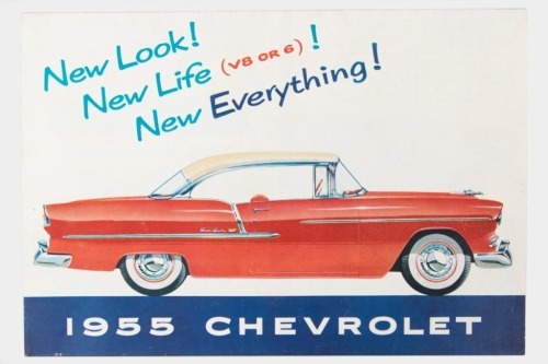 CHEVROLET: A 1955 Chevrolet sales brochure, a fold out style brochure featuring all models