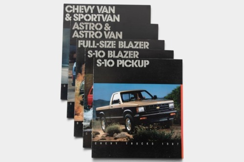 CHEVROLET: A collection of 1987 Chevrolet Trucks sales brochures, including S-10 Blazer, pick up, van