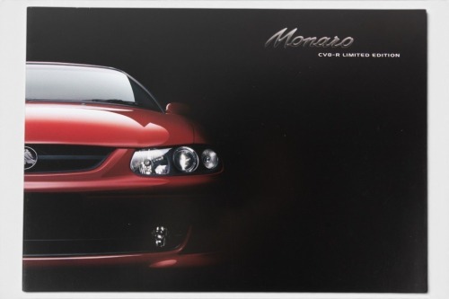 HOLDEN MONARO: A Holden Monaro CV8-R sales brochure, features the limited edition pulse red Monaro