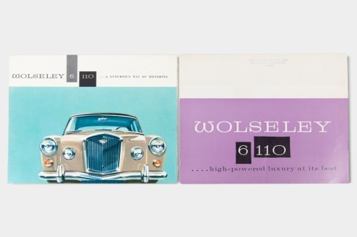 WOLSELEY: A pair of circa early 1960's Wolseley 6/110 sales brochures, both are coloured fold out style brochures