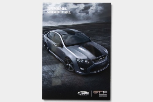 FORD FPV GT F: A Ford FPV GT F 351 sales brochure, a fold out style brochure featuring all the colours, stripes and highlights