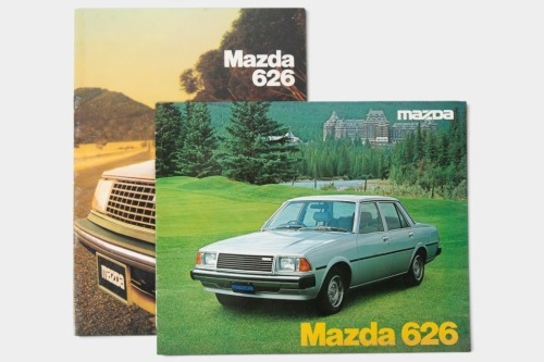 MAZDA 626: A pair of Mazda 626 sales brochures, including special, deluxe, super deluxe sedan and coupes