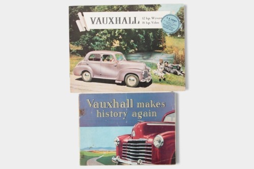 VAUXHALL: A pair of early Vauxhall sales brochures, a 16 page circa 1948 Velox and Wyvern brochure, also a circa 1951 Velox and Wyvern 12 page brochure