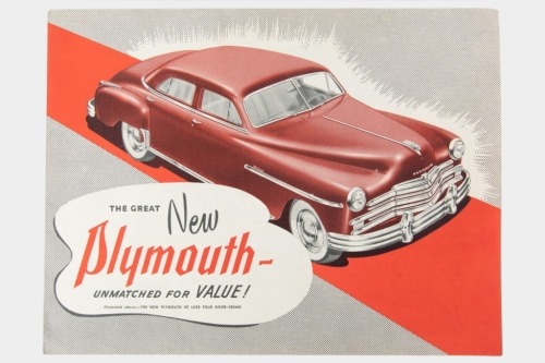 PLYMOUTH: A Plymouth sales brochure, an 8 page fold out style brochure, covering the Deluxe and Special Deluxe series models