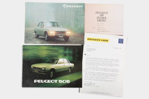 PEUGEOT: A group lot of Peugeot sales brochures, a 20 page 504, a 12 page 505, also a 505 petrol - diesel brochure