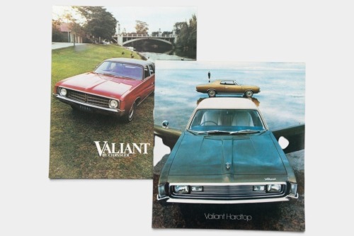 VALIANT: A pair of Valiant sales brochures, a 4 page Valiant hardtop brochure, also a double sided Valiant by Chrysler brochure