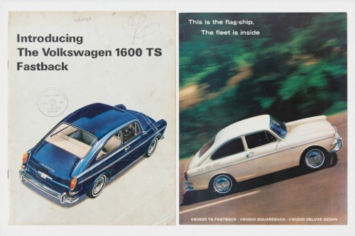 VOLKSWAGEN: A pair of Volkswagen 1600 TS sales brochures, a 16 page 1600 TS fastback brochure, also a fastback - squareback - deluxe sedan fold out brochure