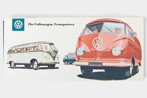 VOLKSWAGEN: A glovebox size Volkswagen Transporters sales brochure, a fold out style brochure for pick-up - delivery van - Kombi - Micro bus - Ambulance