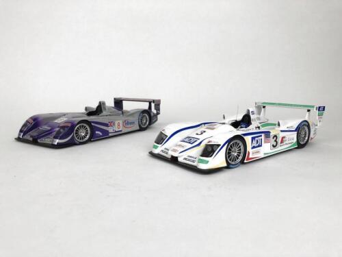 AUDI: Pair of 1:18 scale Audi R8 racing cars produced by Spark. (NB description)