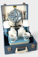 PICNIC CASE: A post-war Brexton (UK) two person picnic case, contains Royal Tudor china plates [Location: Melbourne] - 2