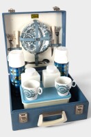 PICNIC CASE: A post-war Brexton (UK) two person picnic case, contains Royal Tudor china plates [Location: Melbourne] - 3