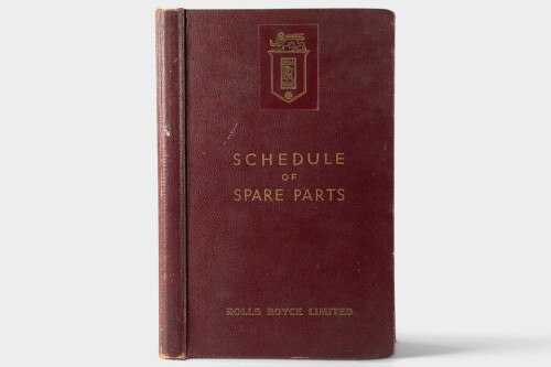 SILVER WRAITH: An original 1951 Rolls-Royce Silver Wraith 'Schedule of Spare Parts' book, hardcover [Location: Melbourne]