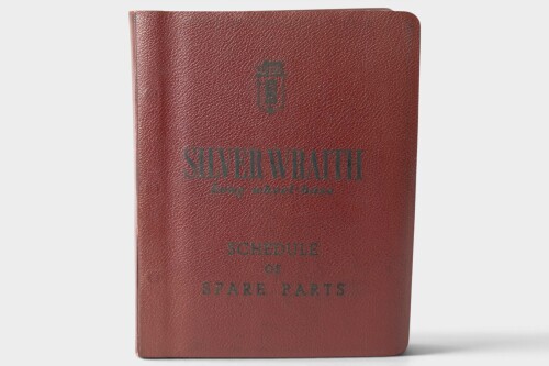 SILVER WRAITH: An original c1952 Rolls-Royce Silver Wraith Long Wheelbase model 'Schedule of Spare Parts' book, hardcover [Location: Melbourne]