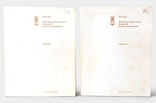 ROLLS-ROYCE / BENTLEY: A 1960 Rolls-Royce Silver Cloud II, Bentley S2 & Bentley Continental S2 Parts List, Volumes One & Two [Location: Melbourne]