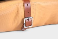 TOOL ROLL: A high-quality perforated Bentley tan leather tool roll, made in Sheffield, England. Once extended, measures 90cm high, 50cm wide [Location: Melbourne] - 2