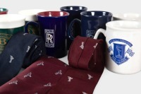 COFFEE MUGS: A group of nine Rolls-Royce & Bentley themed coffee mugs, includes mostly Rolls-Royce Enthusiasts' Club mugs, also including two Rolls-Royce mens neck ties [Location: Melbourne] - 3