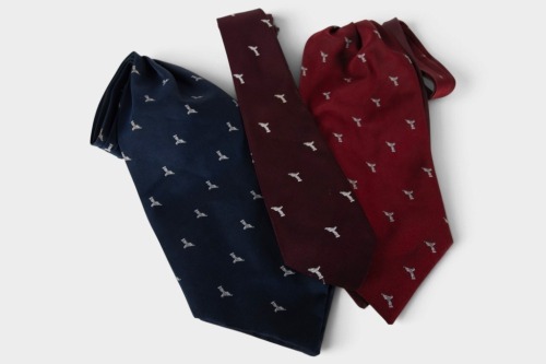 TIES: Three Rolls-Royce 'Spirit of Ecstasy' logo patterned ties [Location: Melbourne]