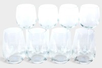 WINEGLASSES: Eight wineglasses each etched with Rolls-Royce logos, including four Rolls-Royce Owners Club stemless wineglasses, and four traditional wineglasses [Location: Melbourne]