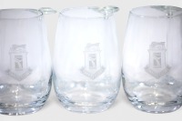 WINEGLASSES: Eight wineglasses each etched with Rolls-Royce logos, including four Rolls-Royce Owners Club stemless wineglasses, and four traditional wineglasses [Location: Melbourne] - 2