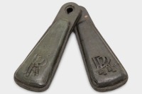 ROLLS-ROYCE: Two Rolls-Royce black rubber teardrop-shaped key ring fobs, each measuring approx 6.5cm high [Location: Melbourne]