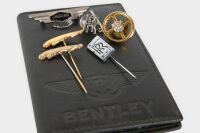 BRITISH: A group of small Jaguar, Rolls-Royce & Bentley items, includes some badge pins and a small leather Bentley wallet [Location: Melbourne]