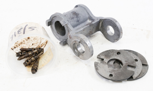 20HP: A R-R 20HP rear shackle (P/N F52211), four steering column locking plates (P/N F50389) & five gudgeon pin locking screws (P/N E51453) [Location: Melbourne]