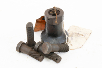 SILVER GHOST: A R-R Silver Ghost front damper balljoint bracket & four NOS R-R steering lever bolts (P/N U1215) [Location: Melbourne]