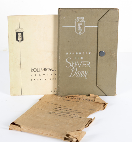 SILVER DAWN: An original c1950s Rolls-Royce 'Handbook for Silver Dawn' Edition Number VI, marked with chassis no.SUJ86, with original delivery envelope and Service Facilities 1953 booklet [Location: Melbourne]
