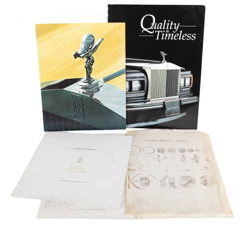 186 · BROCHURES: A group of literature for Rolls-Royce & Bentley, including a 1990 'Jubilee Collection' brochure, 'Quality is Timeless' Rolls-Royce booklet, a 1970s Rolls-Royce Silver Shadow & Corniche brochure and two Rolls-Royce Spanners and Tools 40-50HP reprinted catalogues [Location: Melbourne]