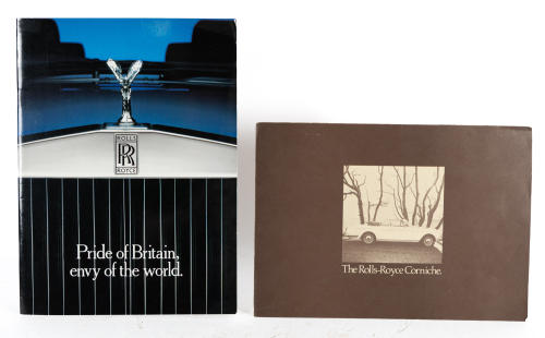 208 · ROLLS-ROYCE: Two items of Rolls-Royce literature, including a circa 1976 printed Corniche brochure along with 'Rolls-Royce - Pride of Britain, envy of the world' marketing publication booklet [Location: Melbourne]