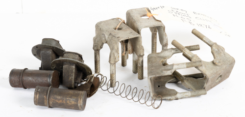 236 · BENTLEY: Three Bentley parts items, includes an Mk VI bendix spring, four Derby Bentley NOS front spring clips (P/N FB1276) and two Mk VI oil senders [Location: Melbourne]