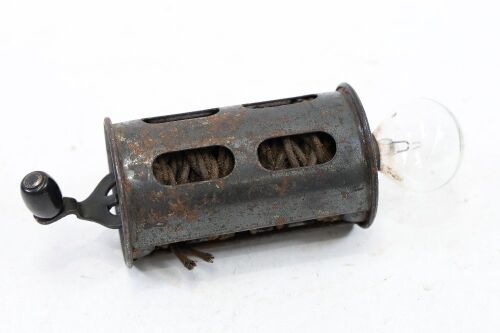 227 · INSPECTION LAMP: A vintage 'birdcage' inspection lamp, stamped '866', 14cm long [Location: Melbourne]