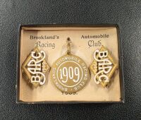 BROOKLANDS: A set of three 1909 Brooklands BARC membership lapel badges and medallion, No 1154 [Location: Perth] - 4