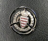 MONTE CARLO: Two original enamelled lapel badges for the Monte Carlo Rally, one marked 1938, Fraisse-Demey, largest 3.5cm diameter [Location: Perth] - 4