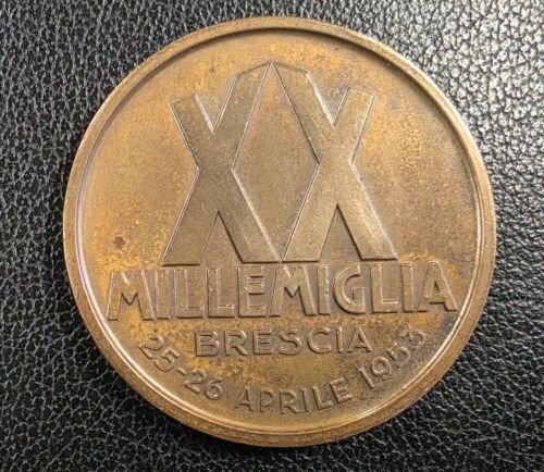A rare bronze 1953 participant bronze medallion for the XX (20th) Mille Miglia - Franco Mazzotti Cup, Automobile Club of Brescia, 4.5cm diameter [Location: Perth] Updated Description & Photos