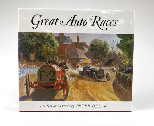MOTOR RACING: A large hardcover book on the history of motor car races with detailed artworks.