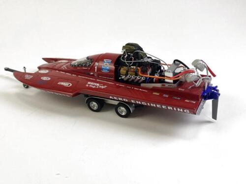 DRAG BOAT: 1:18 scale Lou Osman&rsquo;s Top Fuel Hydro Drag Boat with a drag boat trailer. (NB description)