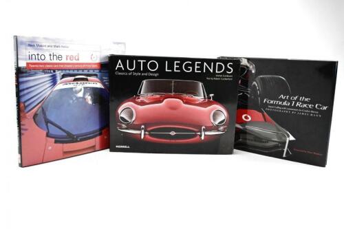 AUTO ART: Three hardcover books dealing with automotive style and design. 'into the red' by Nick Mason and Mark Hales