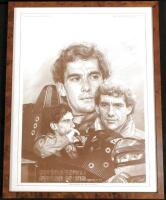 SENNA: A Craig Warwick sepia print celebrating the Formula One career of Ayrton Senna. L.E 293/3000. Signed by artist