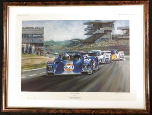 BELL: An Alan Fearnley print depicting Derek Bell leading the start of 1994 Le Mans 24 hour race. L.E 43/850. Derek Bell signature