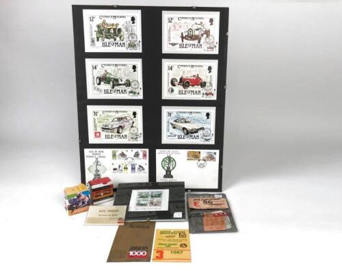 MOTOR RACING STAMPS/EPHEMERA: A collection of Motor Racing First Day Covers/Stamps. Race Meet Ticket Stubs