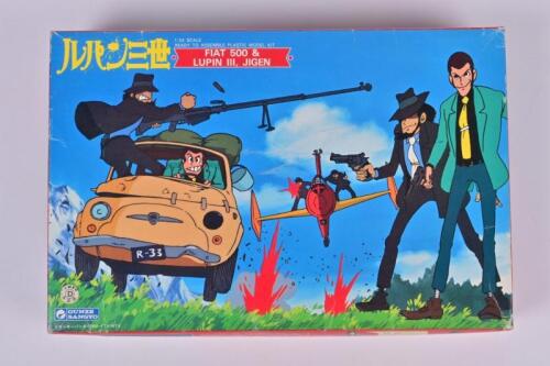 FIAT: A Gunze Sangyo 1:24 scale Fiat 500 & Lupin III, Jigen plastic model kits