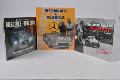 MERCEDES-BENZ: Three Mercedes-Benz books detailing Mercedes-Benz race cars. 'MERCEDES-BENZ & MILLE MIGLIA' hardcover book by Andrea Curami