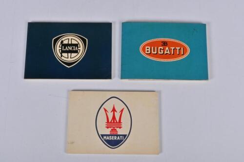 CAR MARQUES: Three small format books detailing various European marques. Bugatti, Lancia, Maserati books