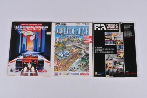 AUSTRALIAN FORMULA 1: Three Australian Formula 1 Official Programmes. Years 1985, 1987 and 1989