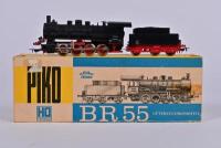 PIKO: A 1970s Piko H0 BR55 0-8-0 steam locomotive and tender, good boxed