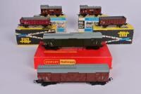 PIKO: Six 1970s Piko H0 rolling stock including; two 5/6406-18open wagons boxed; two 5/6452-01 brake vans boxed; together with two bogie goods wagons, with incorrect box. - 2