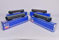 JOUEF: Four Jouef Rivera Blue coaches, two 5300 dining coaches; together with 530100 sleeping car plus 53010 passenger coach - 2