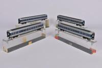 ROWA: Four Rowa German outline second class coaches in silver/blue, all with full interiors